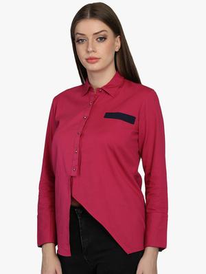 contrast detail asymmetric shirt - 16705134 - Standard Image - 2