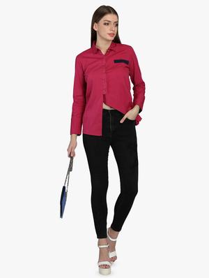 contrast detail asymmetric shirt - 16705134 - Standard Image - 4