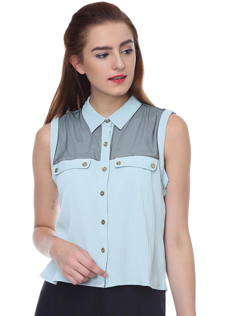 mesh panel sleeveless shirt - 16705170 - Zoom Image - 1