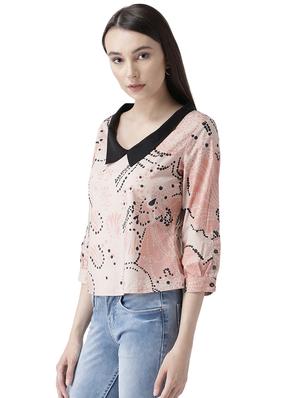 shirt collar printed top - 16705218 - Standard Image - 2