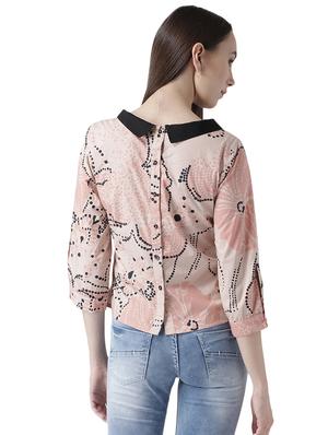 shirt collar printed top - 16705218 - Standard Image - 3