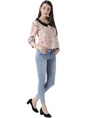 shirt collar printed top - 16705218 - Standard Image - 4