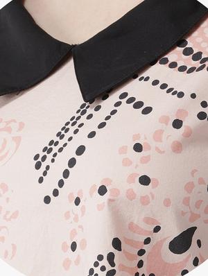 shirt collar printed top - 16705218 - Standard Image - 5