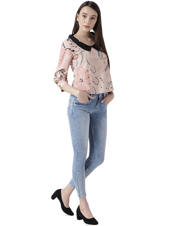 shirt collar printed top - 16705218 - Zoom Image - 4