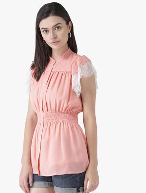 smocked waist lace detail top - 16705250 - Standard Image - 2