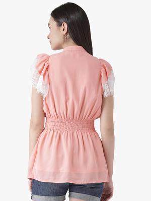 smocked waist lace detail top - 16705250 - Standard Image - 3