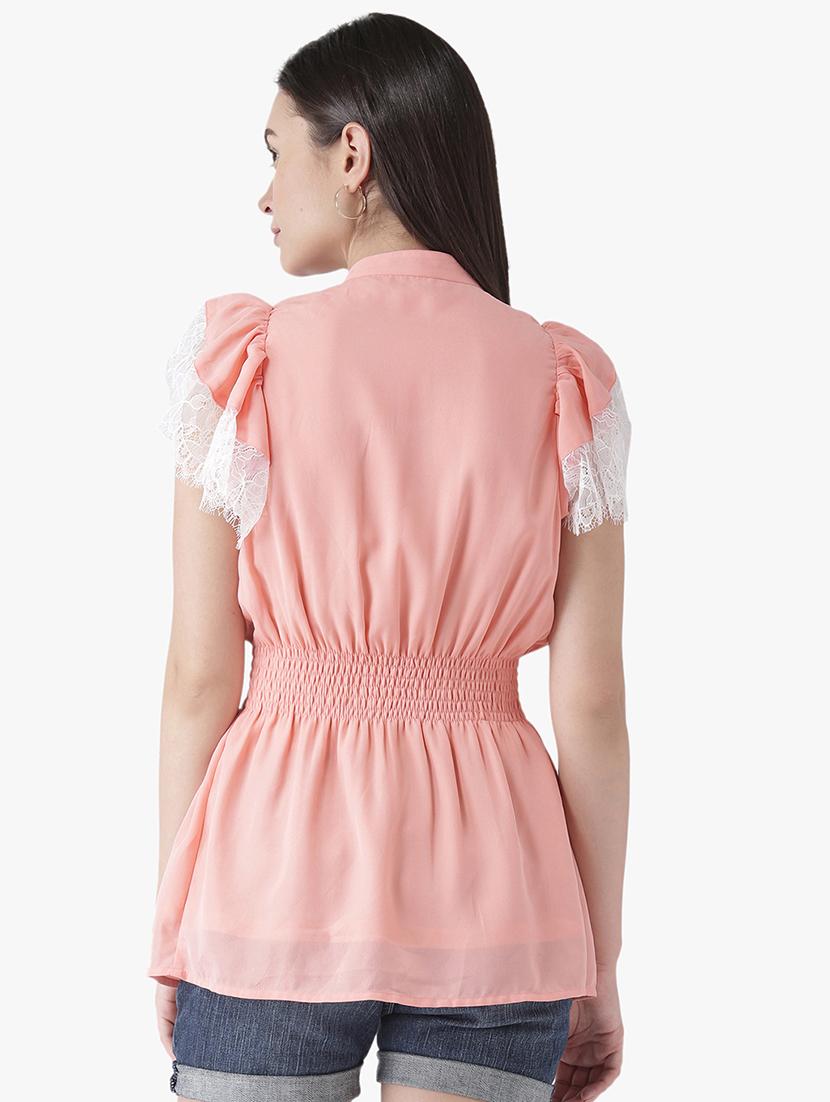 smocked waist lace detail top - 16705250 - Zoom Image - 3