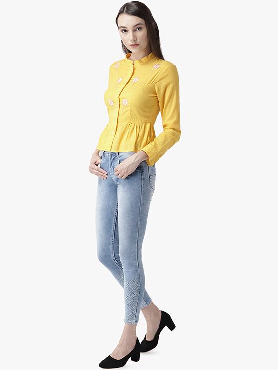 mandarin neck embroidered shirt - 16705262 - Zoom Image - 4