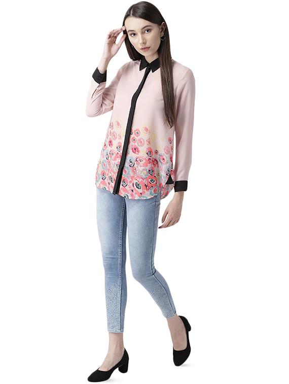 contrast concealed placket shirt - 16705278 - Zoom Image - 4