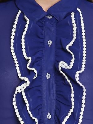 mandarin neck lace detail shirt - 16705286 - Standard Image - 5