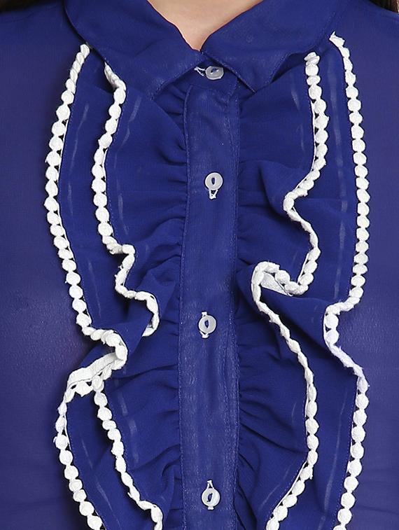 mandarin neck lace detail shirt - 16705286 - Zoom Image - 5
