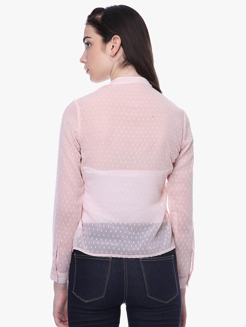 mandarin neck frill detail dobby shirt - 16705366 - Zoom Image - 3