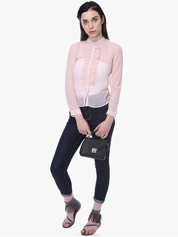 mandarin neck frill detail dobby shirt - 16705366 - Zoom Image - 4