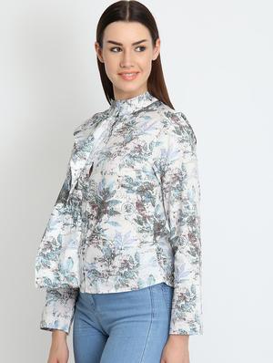 mandarin neck printed shirt - 16705374 - Standard Image - 2