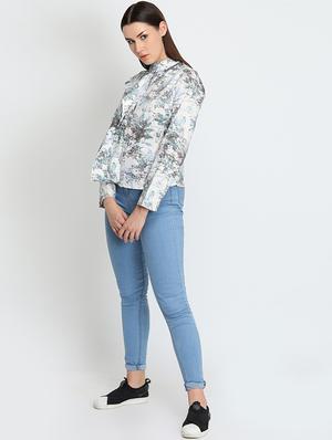 mandarin neck printed shirt - 16705374 - Standard Image - 4