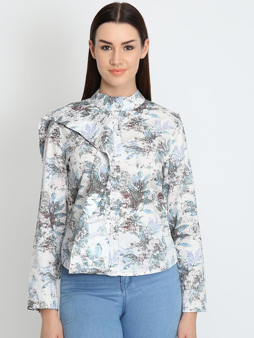 mandarin neck printed shirt - 16705374 - Zoom Image - 1