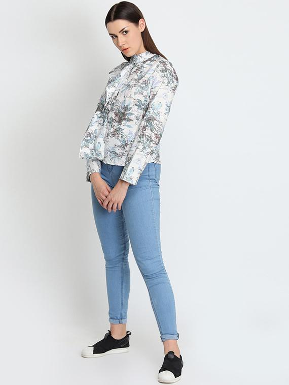 mandarin neck printed shirt - 16705374 - Zoom Image - 4