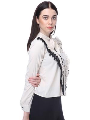 tie up neck lace detail shirt - 16705394 - Standard Image - 2