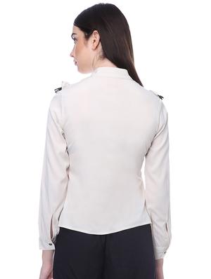 tie up neck lace detail shirt - 16705394 - Standard Image - 3