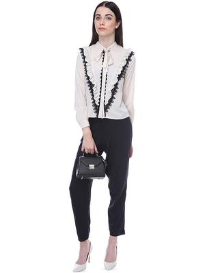 tie up neck lace detail shirt - 16705394 - Standard Image - 4