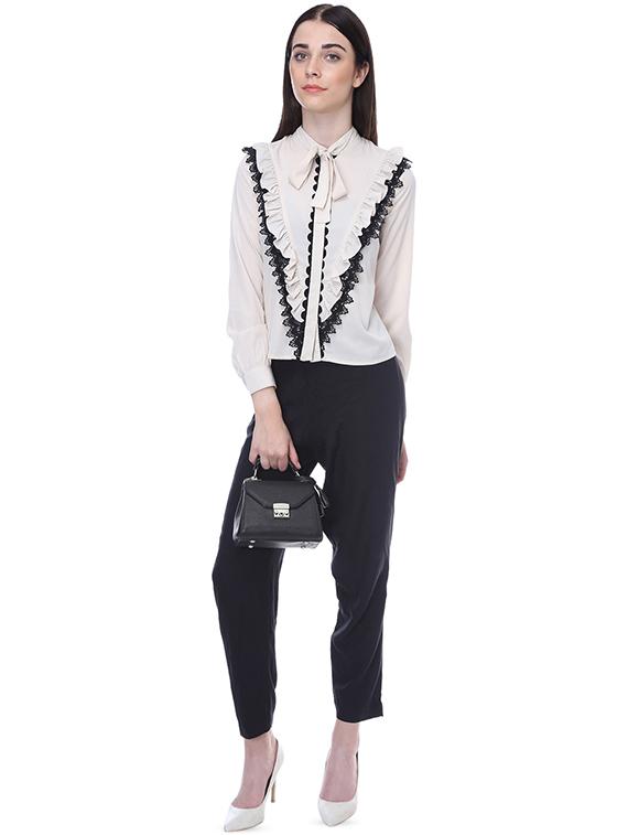 tie up neck lace detail shirt - 16705394 - Zoom Image - 4