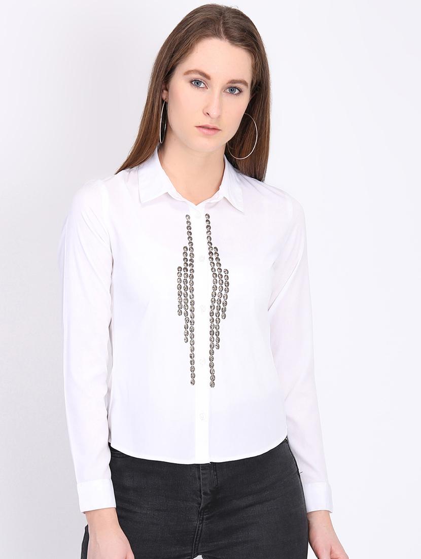 embellished detail solid shirt - 16705415 - Zoom Image - 1
