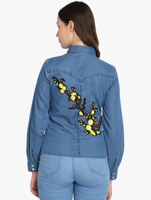 embroidered back denim shirt - 16705447 - Standard Image - 3