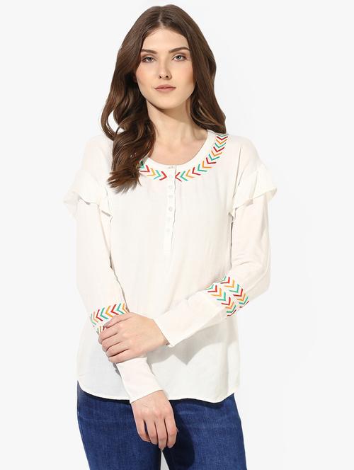 embroidered detail long sleeved top - 16705455 - Standard Image - 1