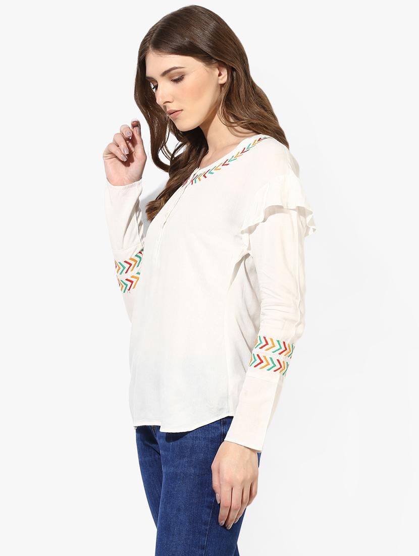 embroidered detail long sleeved top - 16705455 - Zoom Image - 2