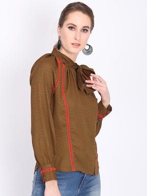 tie up neck contrast piped top - 16705459 - Standard Image - 2