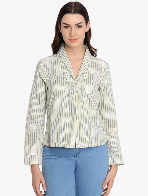smocked detail striped shirt - 16705463 - Standard Image - 1