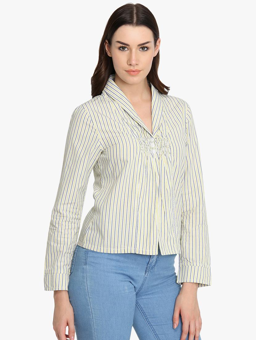 smocked detail striped shirt - 16705463 - Zoom Image - 2
