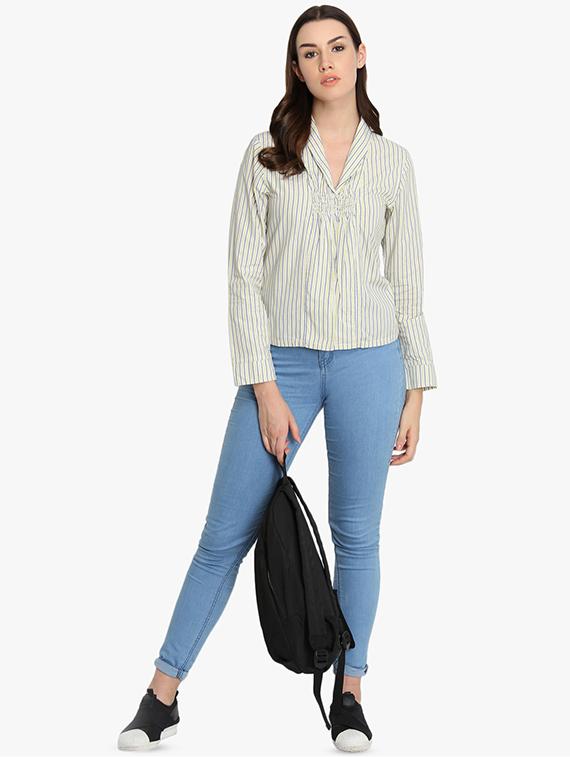 smocked detail striped shirt - 16705463 - Zoom Image - 4
