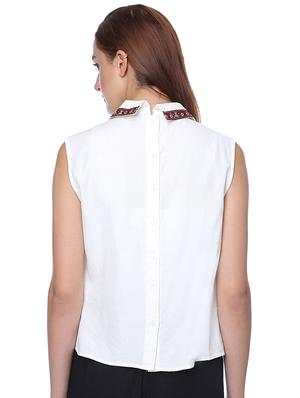 shirt collar lace detail top - 16705511 - Standard Image - 3