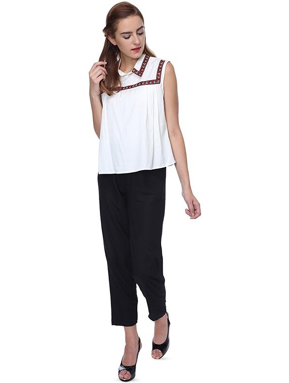 shirt collar lace detail top - 16705511 - Zoom Image - 4
