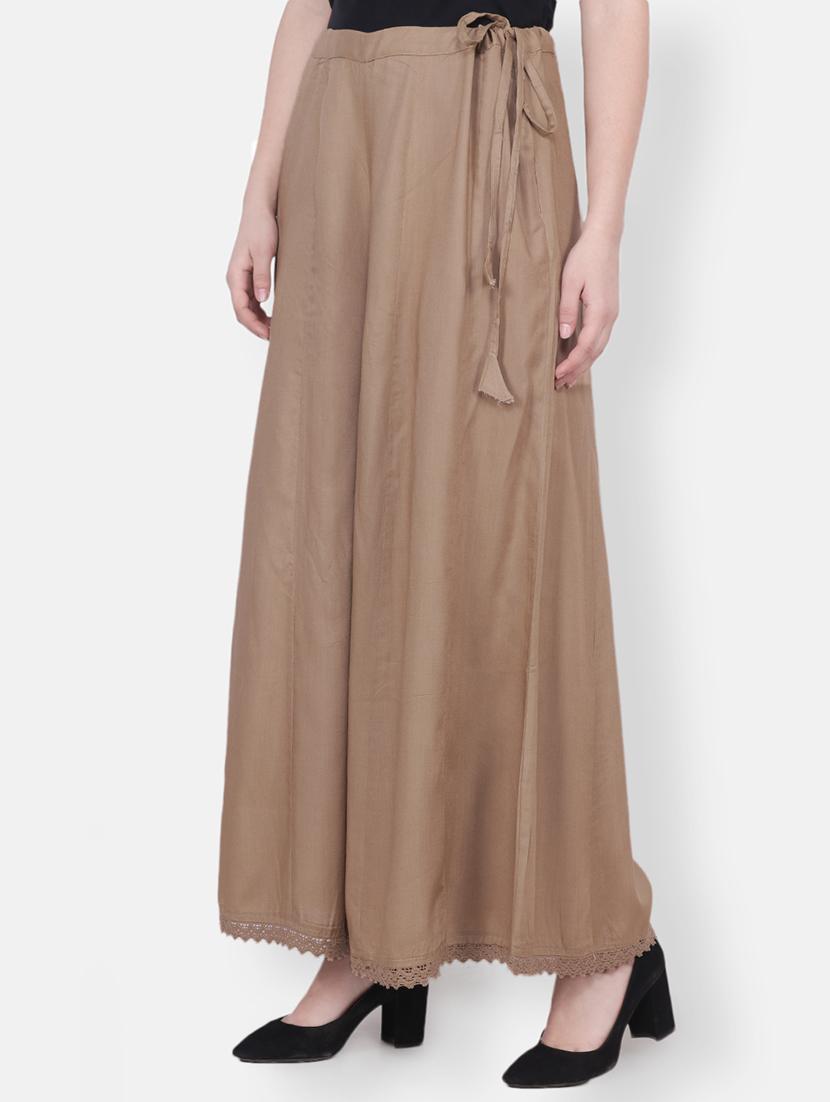 side tie up flared palazzo - 16705534 - Zoom Image - 2