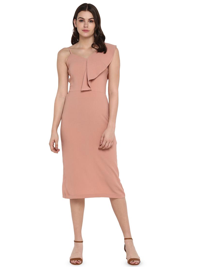 ruffle detail solid sheath dress - 16705549 - Zoom Image - 1
