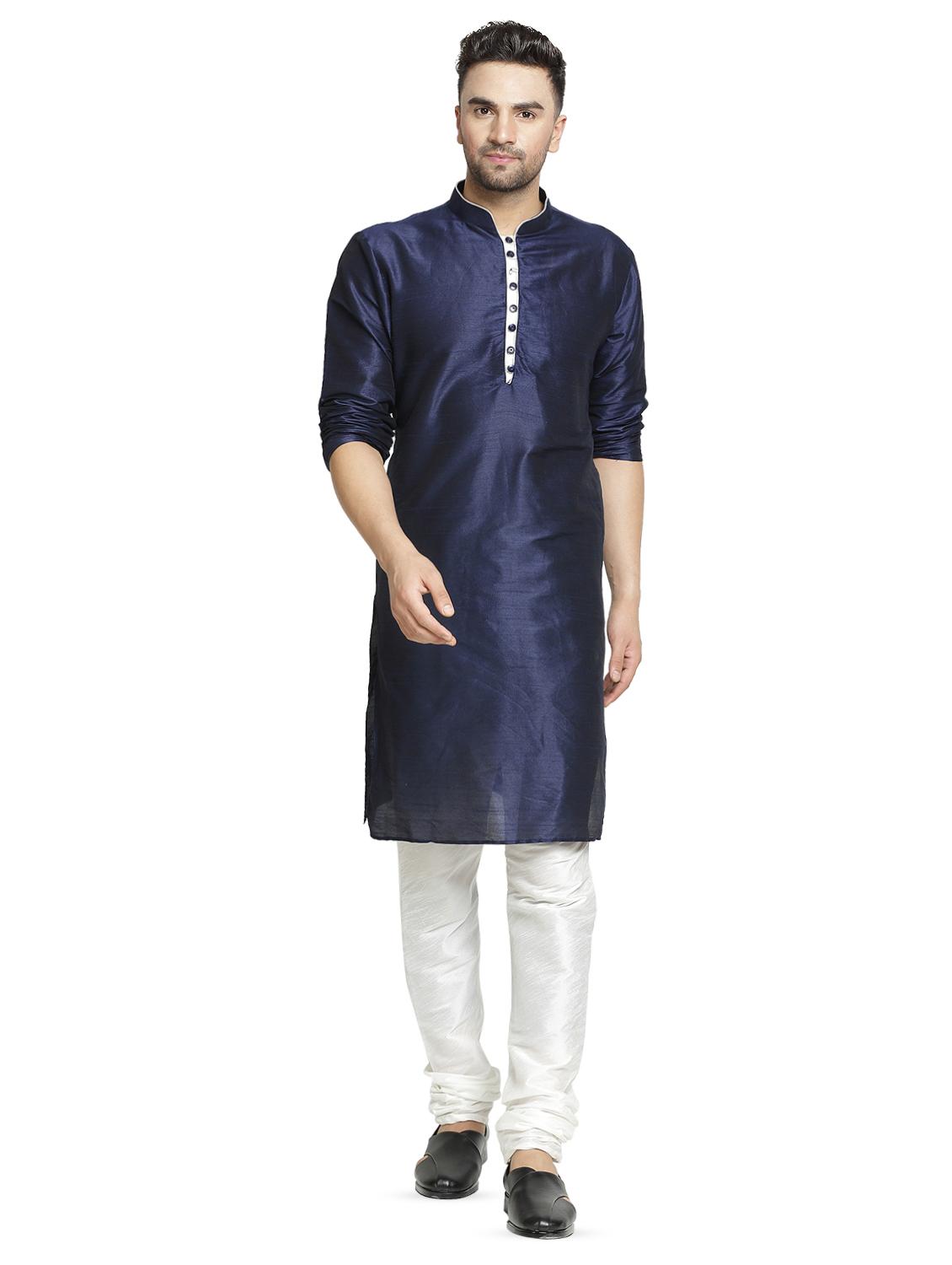 navy blue solid kurta pyjama set - 16705954 - Zoom Image - 1