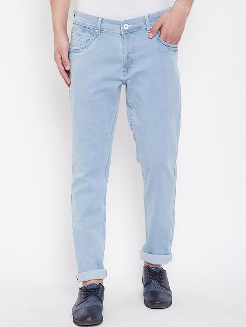 light blue solid plain jeans - 16706015 - Standard Image - 1