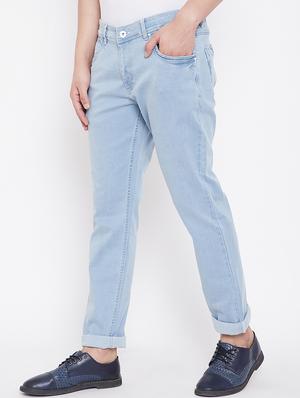 light blue solid plain jeans - 16706015 - Standard Image - 2