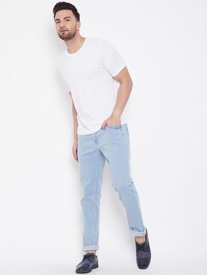 light blue solid plain jeans - 16706015 - Standard Image - 4