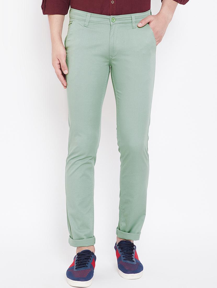 green solid chinos - 16706031 - Zoom Image - 1