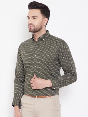 green printed formal shirt - 16706041 - Standard Image - 2