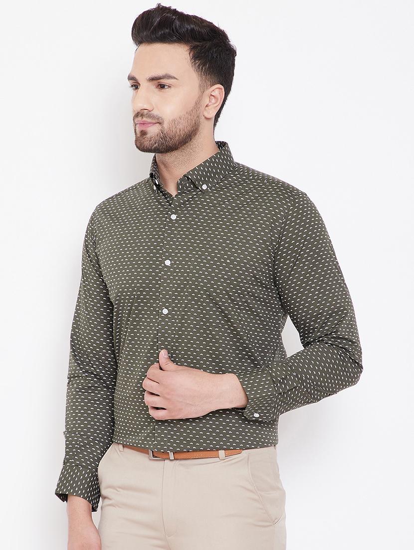 green printed formal shirt - 16706041 - Zoom Image - 2
