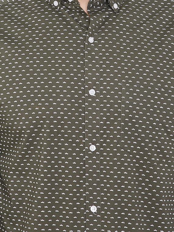 green printed formal shirt - 16706041 - Zoom Image - 5