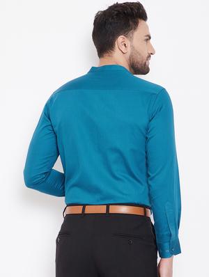 blue solid formal shirt - 16706043 - Standard Image - 3