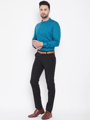 blue solid formal shirt - 16706043 - Standard Image - 4
