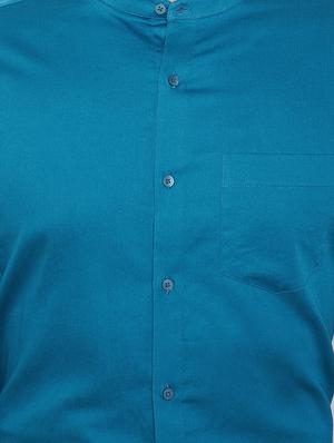 blue solid formal shirt - 16706043 - Standard Image - 5
