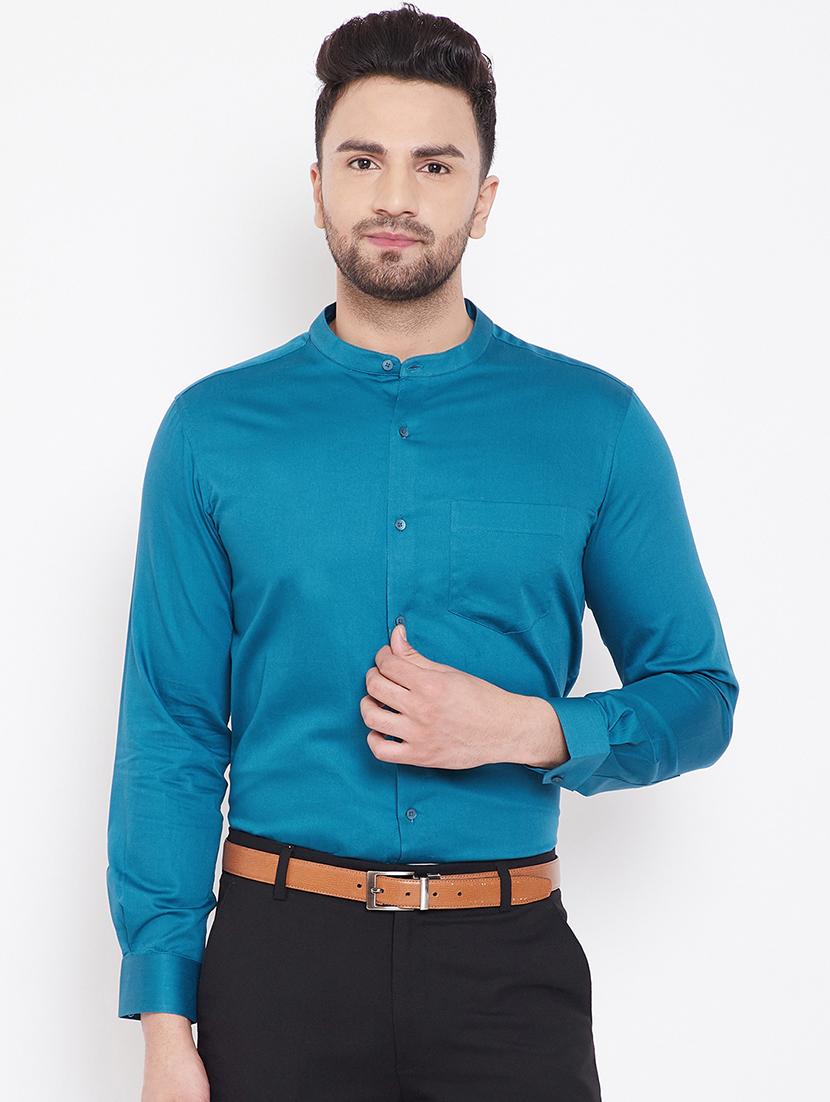 blue solid formal shirt - 16706043 - Zoom Image - 1