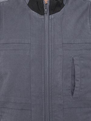 grey solid casual jacket - 16706046 - Standard Image - 5